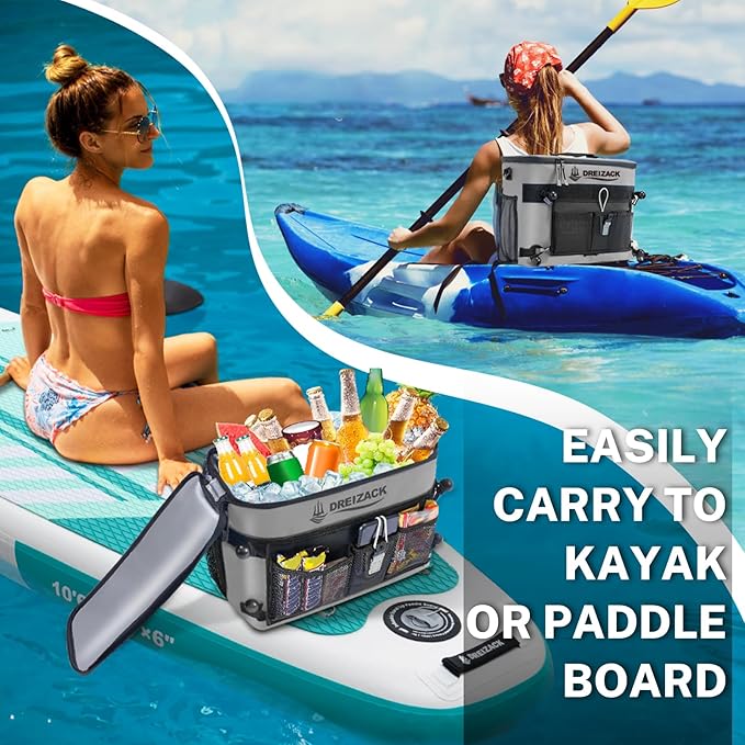 Dreizack Kayak Cooler Behind Seat, Waterproof Cooler for Kayaking,Paddle Board Cooler Compatible with Lawn-Chair Seat Kayak Accessories Cooler Bag Kayak Cooler Tow Behind for Camping Fishing
