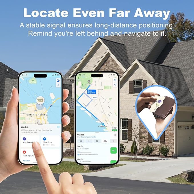 Wallet Tracker Card (iOS Only), Rechargeable Bluetooth Smart Tracking for Apple Find My Compatible Anti Tracker for Men Women Slim Item Locator for Purse Passport Key Luggage Tag (1Pcs/FEB FLR)