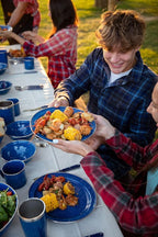 GSI Outdoors Sierra Enamel Table Set for Four with Bowls, Plates and Cups for Camping