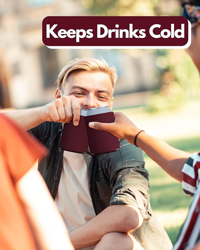 PartyPrints 100 Pack Burgundy Blank Can Cooler Sleeves, Customizable Bulk Insulated Foam for Beer, Collapsible Plain Drink Holder, Cold Soda Insulator, 12oz Regular, 16oz Tall Cans