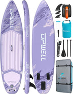 UPWELL 10'6"/11'/11'6" Inflatable Paddle Board, Stand Up Paddlboard for Youth & Adults, Stable Design, Premium SUP Accessories, Backpack, Leash, Hand Pump, Fins