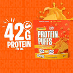 Twin Peaks Low Carb, Keto Friendly Protein Puffs, (Nacho Cheese), 2 Servings, 3 Pack (60g, 42g Protein, 4g Carbs)