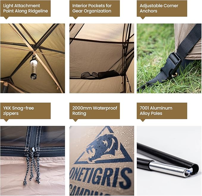 OneTigris COSMITTO 2 Person Backpacking Tent Shelter- Free Standing Lightweight Waterproof 3 Season Camping Tent for Outdoor Hiking Mountaineering