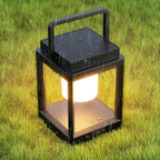 Outdoor Table Lamp, 3-Level Brightness Warm LED Lantern, USB & Solar Powered Solar lantern Waterproof, Touch Control Outdoor Lamps, Portable Cordless Lights for Patio, Balcony, Camping, Bedroom