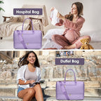 Travel Bag Weekender Bags for Women - Carry on Overnight Bag with Shoe Compartment Duffle Bag with Laptop Pocket Light Purple