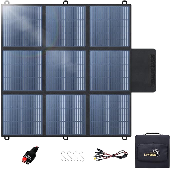 LVYUAN 200W Portable Solar Panel, 20V Foldable Pillow-Sized Solar Panel IP65 Waterproof, Upgraded 23% Efficiency for Solar Power Station Generator for Outdoor Camping Backpacking Hiking