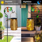 2 Pack Solar Lanterns Outdoor Decor Waterproof Dragonfly Gifts for Women Men,Metal Outdoor Solar Lanterns Outside for Garden,Yard,Patio,Lawn