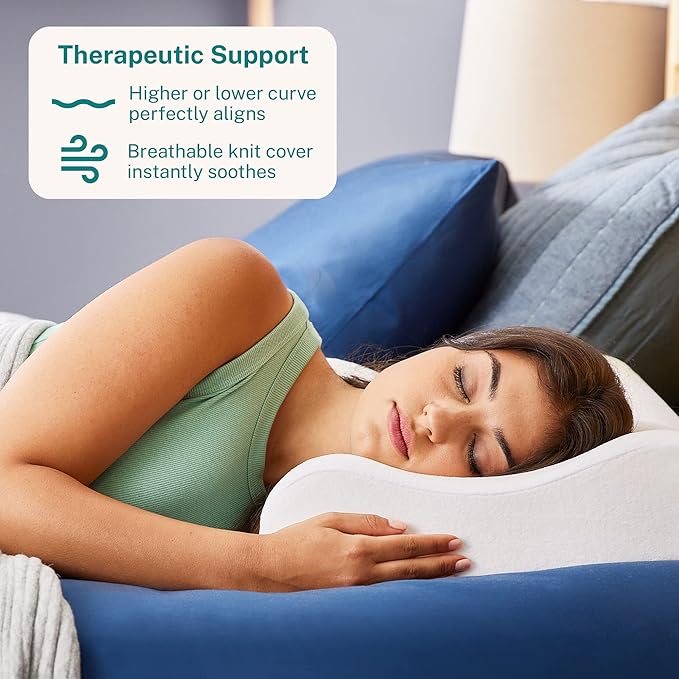 Sleep Innovations Memory Foam Contour Pillow, Standard Size, Head, Neck, and Shoulder Alignment, Side and Back Sleepers, Medium Support