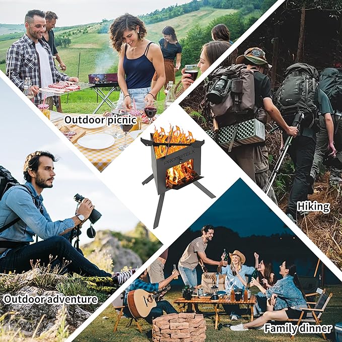 Portable Tripod Camping Stove,Wood-Burning Rocket Stove with Carry Bag, Ideal for Camping, Backyard Cooking & Outdoor Adventures