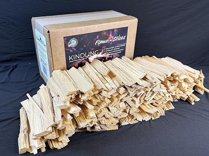 Flame Sticks Natural Wood Kindling 7–8 lbs of 5-6" Long Kiln-Dried Fire Starter Sticks, 100% Chemical-Free – Easy Lighting for Campfires, Fire Pits, Grills, Pizza Ovens & Wood Stoves