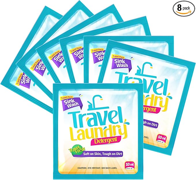 TidyFriend Sink Travel Laundry Detergent 10 ml, 8 Pack Lightweight Travel Size Laundry Detergent Packets, Must Haves Laundry Essentials