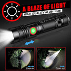 DARKBEAM LED Flashlight Rechargeable USB 2000 High Lumens, Small and Bright Pocket Flashlights, Focus Adjustable Water Resistant Handheld Flash Light for Camping, Outdoor, Emergency