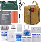 IFAK Trauma First Aid Kit Molle Pouches Emergency Survival Kit for Tactical Military Car Travel Hiking Camping with Vented Chest Seal, Israeli Bandage, Splint, Thermal Blanket, Gloves