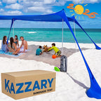 Beach Tent UPF50+ Sun Shade Canopy with Sandbags, 4 Stability Poles, Ground Pegs, Flying Disc Sand Shovel, Lightweight Sunshade Shelter, 7ft Tall for Outdoor Trips, Camping and Sports