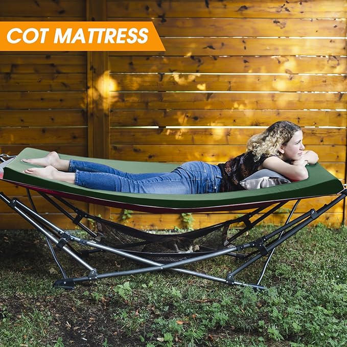 CYMULA Camping Cot Mattress 2in Memory Foam Sleeping Pad,Soft Warm Non-Slip Camping Mattress Topper with Retaining for Adults,Portable Roll up Pad for Travel(75 x30)（only Mattress）