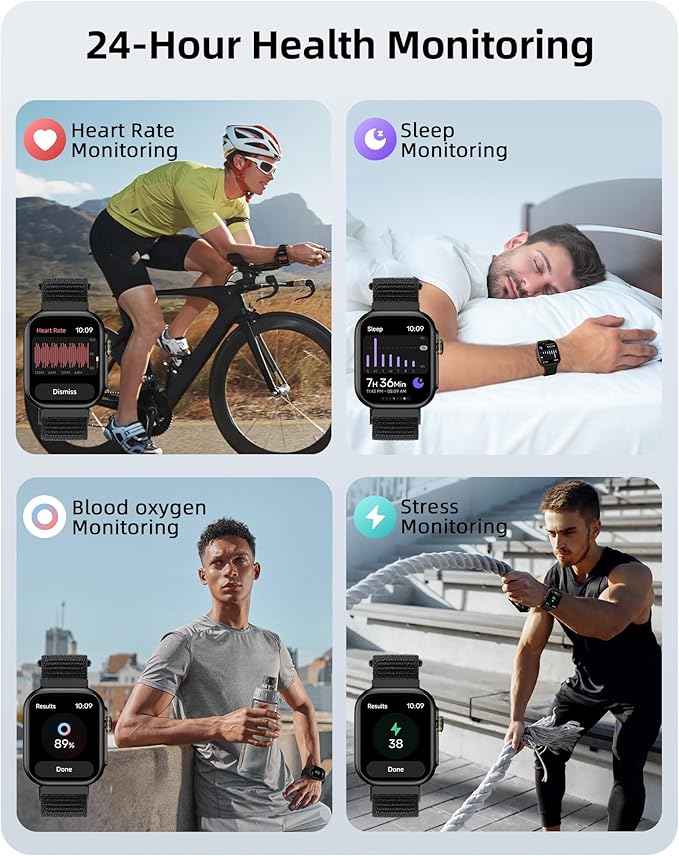 Parsonver Built-in GPS Smart Watch for Men Women with Bluetooth Calling, GPS Fitness Activity Tracker 100+ Sport Modes, Heart Rate Sleep Monitor, Waterproof Pedometer for Android & iPhone(Two Bands)