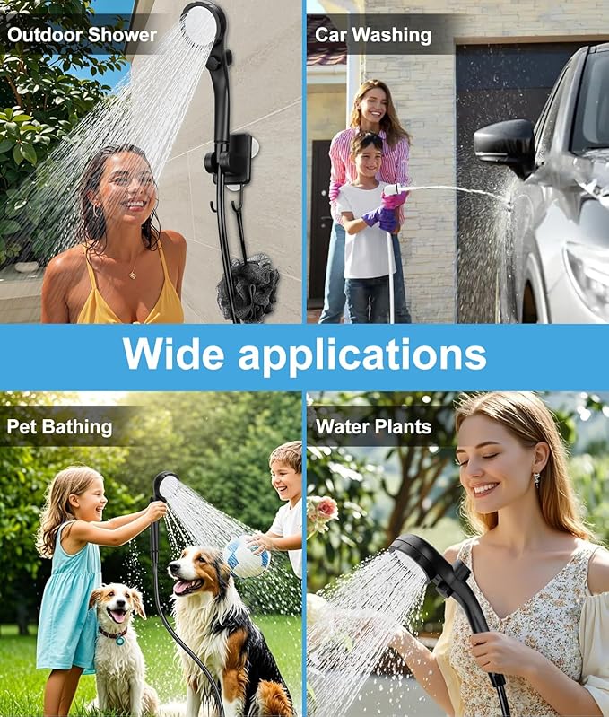 2026 Upgraded Portable Shower for Camping, 8000mAh Rechargeable Camping Shower with Fahrenheit Display, 10 Gear Switching, IPX8 Waterproof, Ideal for Outdoor Camping, Travel, Car Washing, Pet Bathing