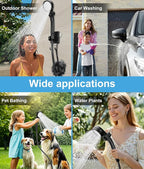 2026 Upgraded Portable Shower for Camping, Rechargeable Camping Shower with Intelligent LED Display, 10 Spray Modes, IPX7 Waterproof Outdoor Camp Pump for Hiking, Travel, Car, Pet