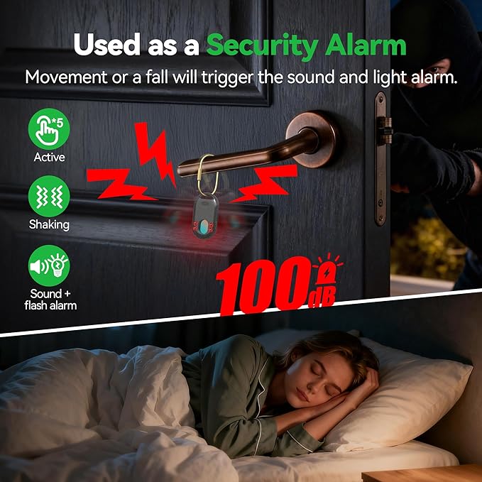 TECKNET 3-in-1 Air Tracker Tag 1-Pack (iOS Only), Rechargeable Smart Bluetooth Tracker, 100dB Alarm & Hidden Camera Detection, Compatible with Apple Find My, Item Finder for Keys, Luggage, Wallet, Pet