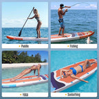 Inflatable Paddle Boards for Adults and Youth, 11'x33 Wood Grain Stand Up Paddle Board with SUP Accessories, Portable Inflatable Paddleboard for All Skill Levels,Blow Up Paddle Board as Present