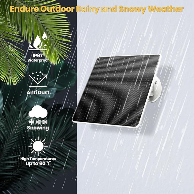 FlexSolar 1 Pack 6W Solar Panel for Security Camera Outdoor, 5V USB Solar Charger Compatible with Rechargeable Battery Powered Cam, Camera with IP67 Waterproof, 9.8ft Cable, 360° Adjustable Bracket
