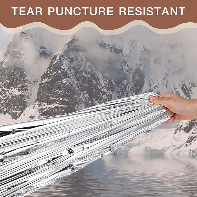 Kanayu 100 Pack Emergency Thermal Blankets Bulk 64 x 84 Disposable Foil Space Blankets for Survival First Aid Camping Hiking Outdoor