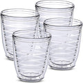 12oz Insulated Tumblers Plastic - Great for Iced Coffee & Hot Drinks, 4 pack Clear Double Wall Insulated Drinking Glasses Cups, BPA-Free, Reusable Cups, Camping, Travel, Kitchen, Party