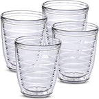 12oz Insulated Tumblers Plastic - Great for Iced Coffee & Hot Drinks, 4 pack Clear Double Wall Insulated Drinking Glasses Cups, BPA-Free, Reusable Cups, Camping, Travel, Kitchen, Party