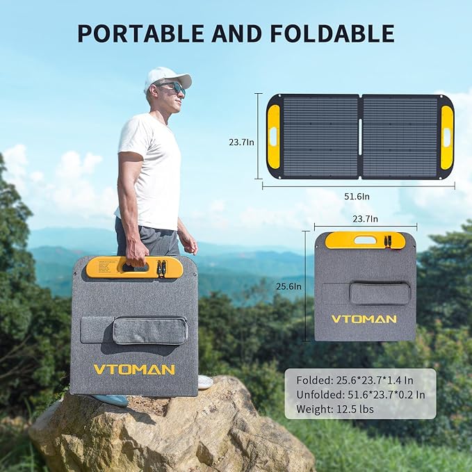 VTOMAN Jump 600X Portable Power Station with 110W Solar Panel, 600W/299Wh LiFePO4 Battery Solar Generator with 600W Constant-Power, PD 60W Type-C, Capacity Expandable 939Wh for Camping, Home Backup