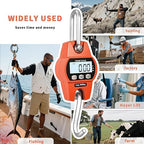 Hanging Scale 660lb/300kg - High-Accuracy Crane Scale with Aluminum Frame and LCD Display. Functions as Fishing Scale and Luggage Scale. for Farm, Hunting, Fitness, and Travel Weighing