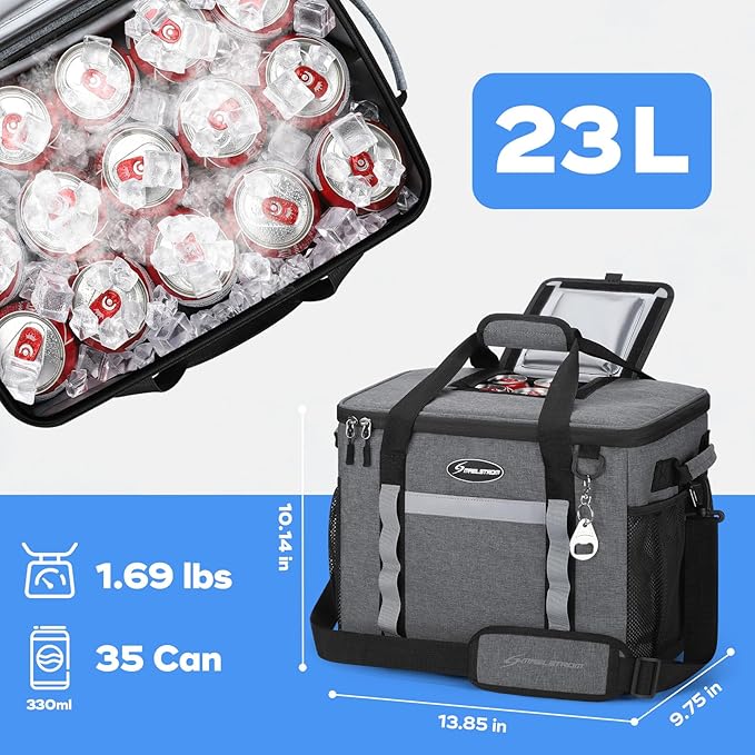 Maelstrom Collapsible Soft Cooler Bag, 24/30/60/75 Cans Beach Cooler, Ice Chest, Leakproof & Portable for Beach, Camping, Road Trips & Grocery Shopping