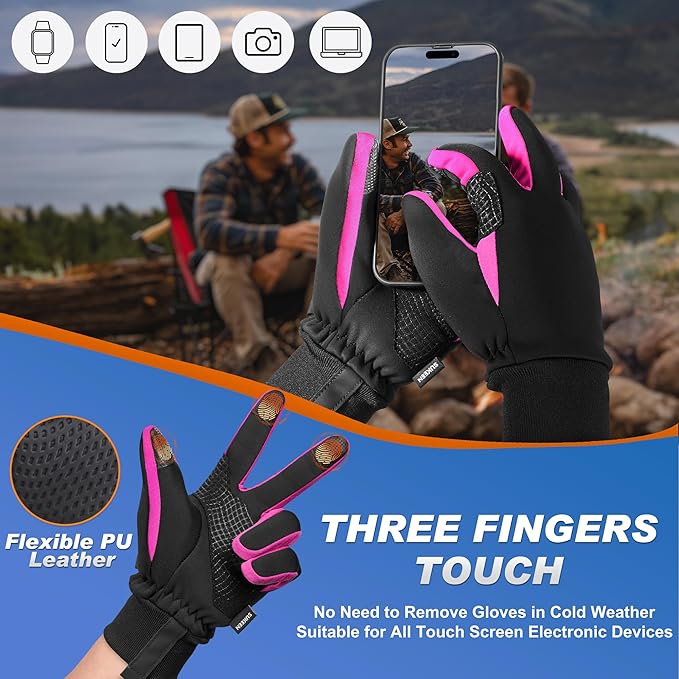 Sukeen Winter Gloves Men Women, Touchscreen Anti-Slip Warm Mens Gloves for Running Driving Cycling Hiking Biking Outdoor
