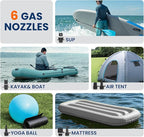 Overmont Paddle Board Pump Electric Portable, 20PSI Rechargeable SUP Air Pump with Auto-Off, Fast Dual Stage Inflation & Deflation, LCD Display, 12V Car Adapter for Inflatables, Kayaks, Boats, Tents