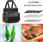 Tactical Lunch Box for Men, Insulated Bag Adult, Thermal Lunchbox Leakproof Waterproof Cooler Bag, Dual Compartment Tote, Large Pail Work Office Camping Travel(Black Camo)