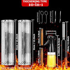 Rolling Grilling Baskets for Outdoor Grill Bbq Net Tube Must Have Large Round Mesh Barbecue Cooking Cylinder Cage Essentials Gadgets Accessories for Picnic Fish Meat Veggies Vegetable, Gift for Men