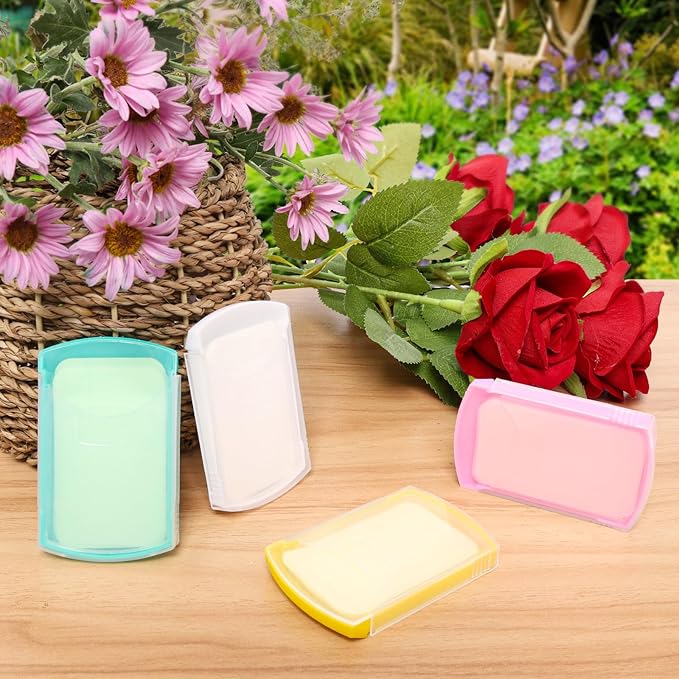 2 Boxs (100 Sheets) Hand Washing Soap Sheets for Outdoor Travel,Portable Camping Hand Soap,Hiking Washing Hand Bath Paper Soap for Travel,BBQ,Party,School,Girls(Yellow&Pink)