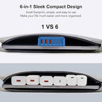 USB C Fast Charger, 100W GaN 6 Port Type C Charging Station Hub Block Cube, USB C Wall Charger Power Strip Adapter Plug for iPad iPhone 16 15 14 13 12 Pro Max Pixel Note Galaxy, 5ft Cord