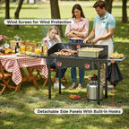 High Pressure Propane Stove, 2 Burner Outdoor Propane Burner with Windscreen ＆ Side Shelves, 150,000 BTU Gas Stove with 0-20 PSI Regulator for Camping, Backyard, Picnic, Outdoor Cooking