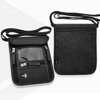 WALNEW Passport Holder Neck Pouch Travel Wallet for Women and Men, RFID Blocking Security Slim Traveling Wallet with Around Neck Lanyard Strap, Black
