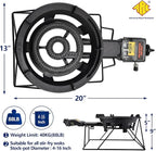 ARC Outdoor Propane Burner Stove, 13" Single Cast Iron Portable With Sturdy Stand, Adjustable Regulator, Stainless Steel Hose - Perfect for Outdoor Wok