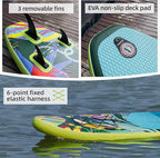 10'6"Inflatable Stand Up Paddle Board Ultra Portable-Lightweight & Stable|All-in-One Kit w/Aluminum Paddle, Dual-Action Pump & Backpack|Lakes & Oceans Ready for Family Recreation by Aquajourney