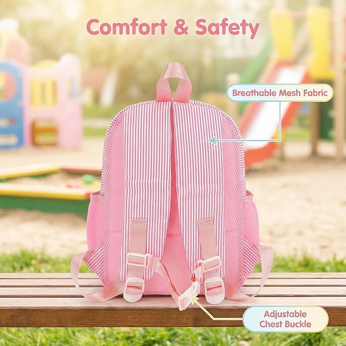 Mini Toddler Backpack for Girls 2-4, Cute Personalized Preschool Kindergarten Backpack for Kids Birthday Gifts (Pink B)