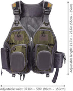 BASSDASH Strap Fishing Vest Adjustable for Men and Women, for Fly Bass Fishing and Outdoor Activities