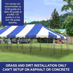Party Tents Direct 20'x40' Weekender Canopy Pole Tent - Easy Up Canopy Tent with 160 Person Capacity - Outdoor Canopies for Parties, Weddings, & Events (Blue/White Top)