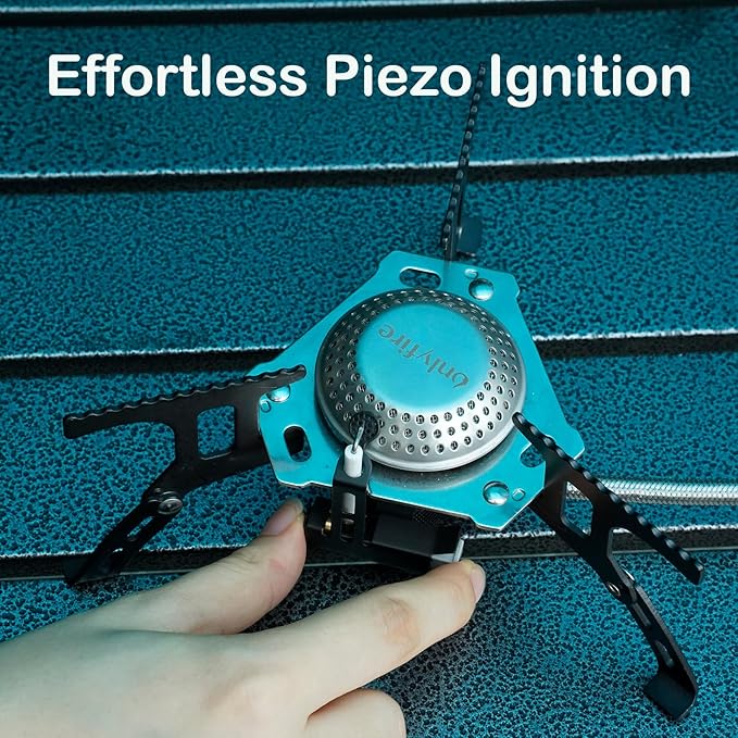 ONLYFIRE Portable Camping Gas Stove, Backpacking Camp Stove with Piezo Ignition, 1LB Propane Adapter, Mini Camp Stove with Carry Bag for Outdoor Cooking, Picnic, Camping and Hiking, GS333