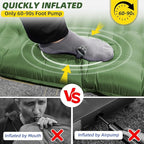 Sleeping Pad for Camping, 32.68 Inch Extra Wide Inflatable Camping Mat with Pillow and Built-in Foot Pump, Air Mattress 5.11 Inch Extra Thick for Tent (Army Green)