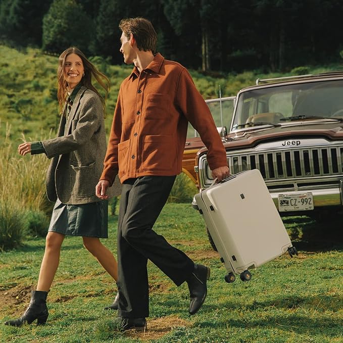 LEVEL8 Carry on Suitcase for Women Men, Carry-on Luggage Airline Approved, Travel Bag with Spinner Wheels, Lightweight Luminous Textured Hard Shell, Tsa Lock, 20 Inch, Cream White