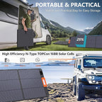 N-Type 16BB 200W Portable Solar Panel for Power Station,ETFE Foldable Solar Panel High 25% Efficiency IP68 Waterproof Solar Panels Kit for Outdoor Camping RV Backuot