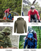 COOFANDY Men's Packable Rain Jacket Lightweight Waterproof Raincoat with Hood Travel Hiking Golf Windbreaker