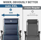 TIMBER RIDGE Oversized Zero Gravity Chair, 33In Wide XXL Zero Gravity Reclining Chair with Side Table, Full Padded Lounge Chair for Outdoor Camping Patio Lawn, Heavy Duty Supports 500lbs, Blue-2 Pack